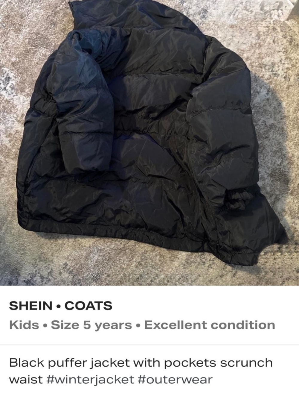 SHEIN black puffer coat
